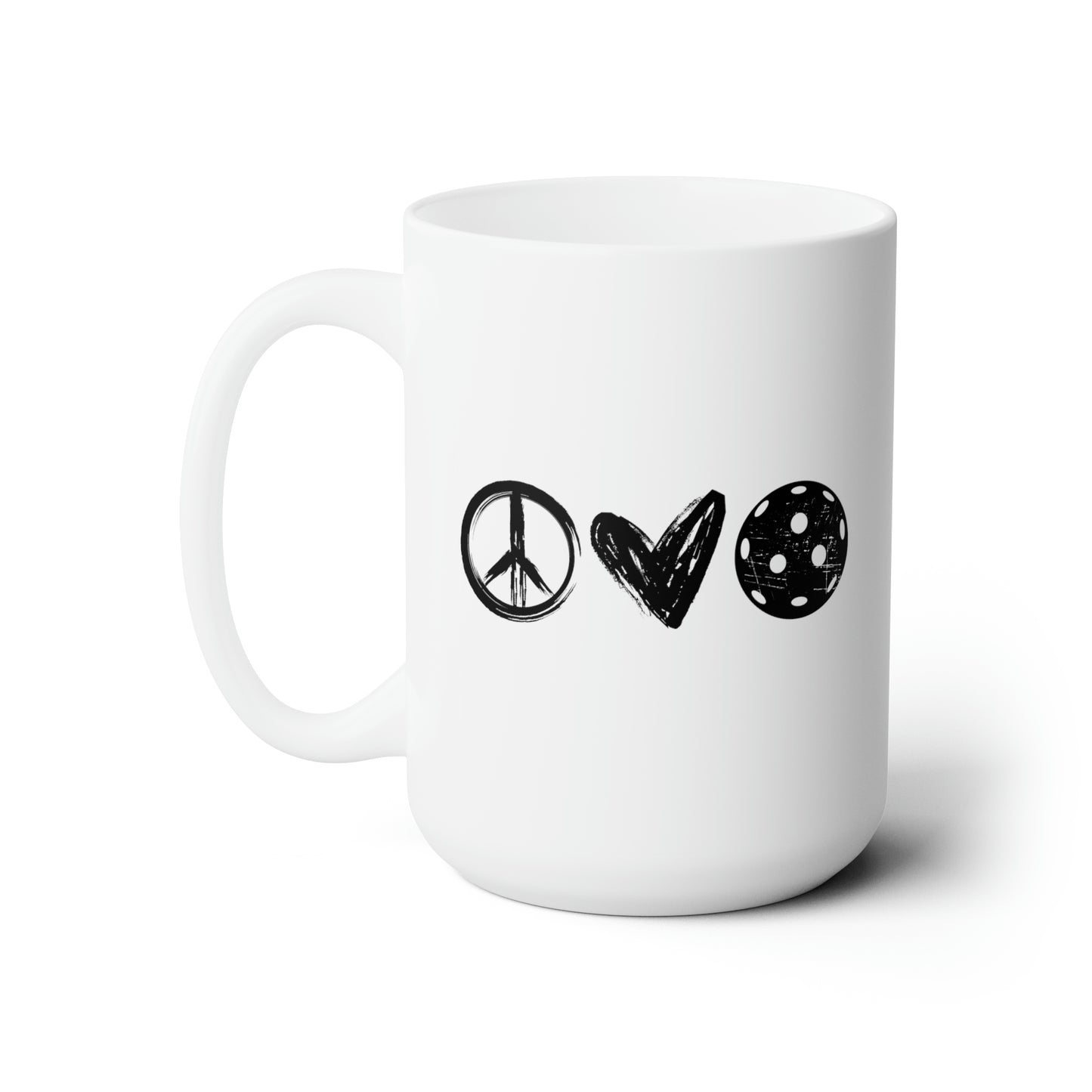 Peace, Love, Pickleball 15 Oz White Coffee Mug