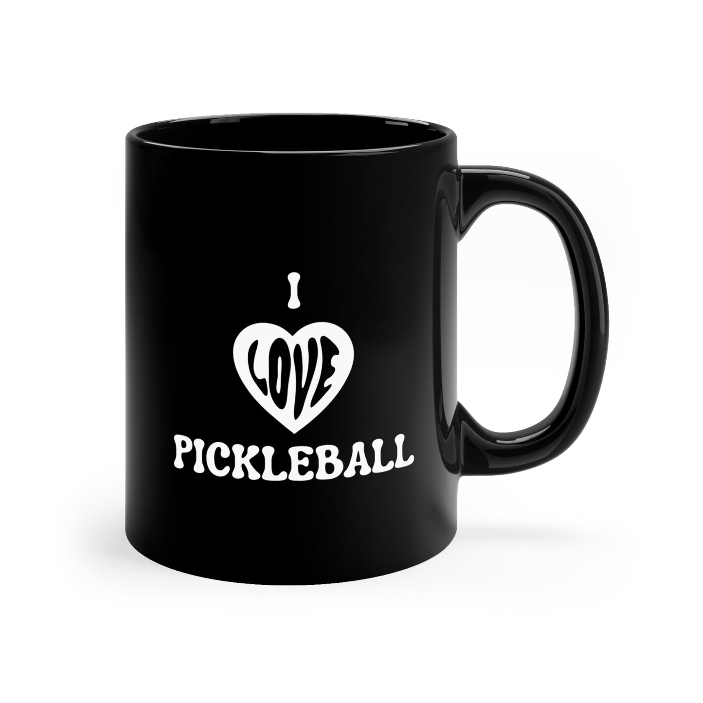 I Love Pickleball 11 Oz Black Coffee Mug