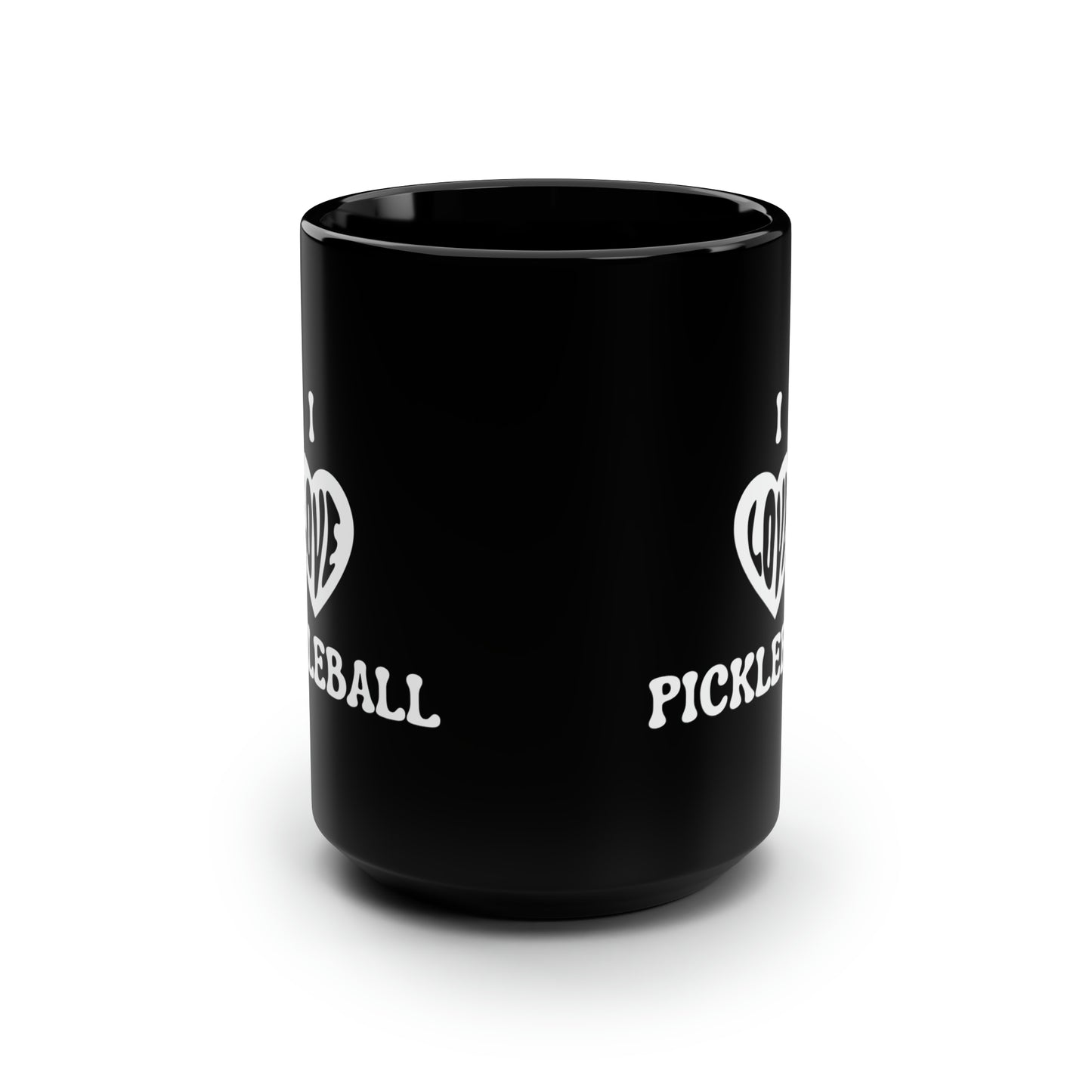 I Love Pickleball 15 Oz Black Coffee Mug