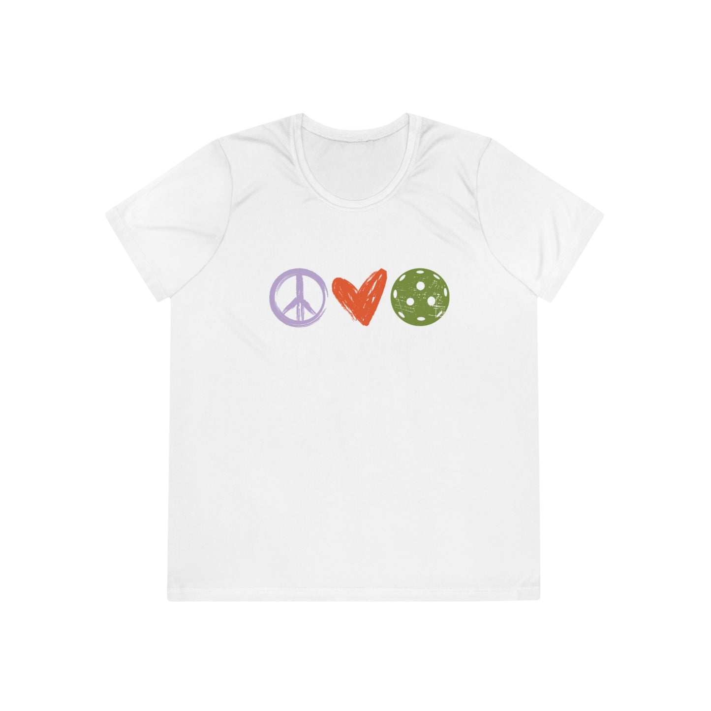 Peace, Love, Pickleball. Color Imprint. Women's Moisture Wicking