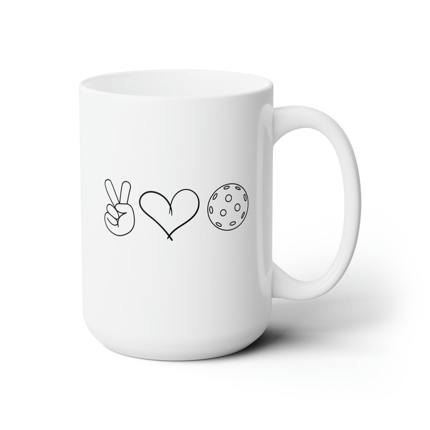 Peace, Love, Pickleball 15 Oz White Coffee Mug