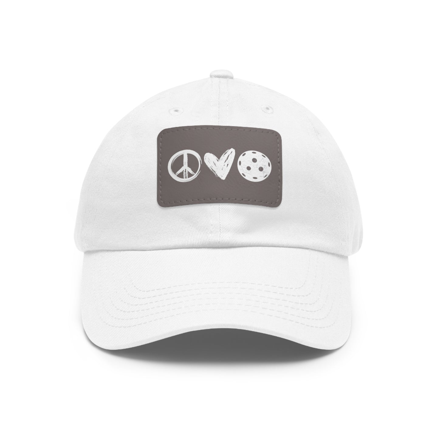 Peace, Love, Pickleball Baseball Cap with Leather Patch