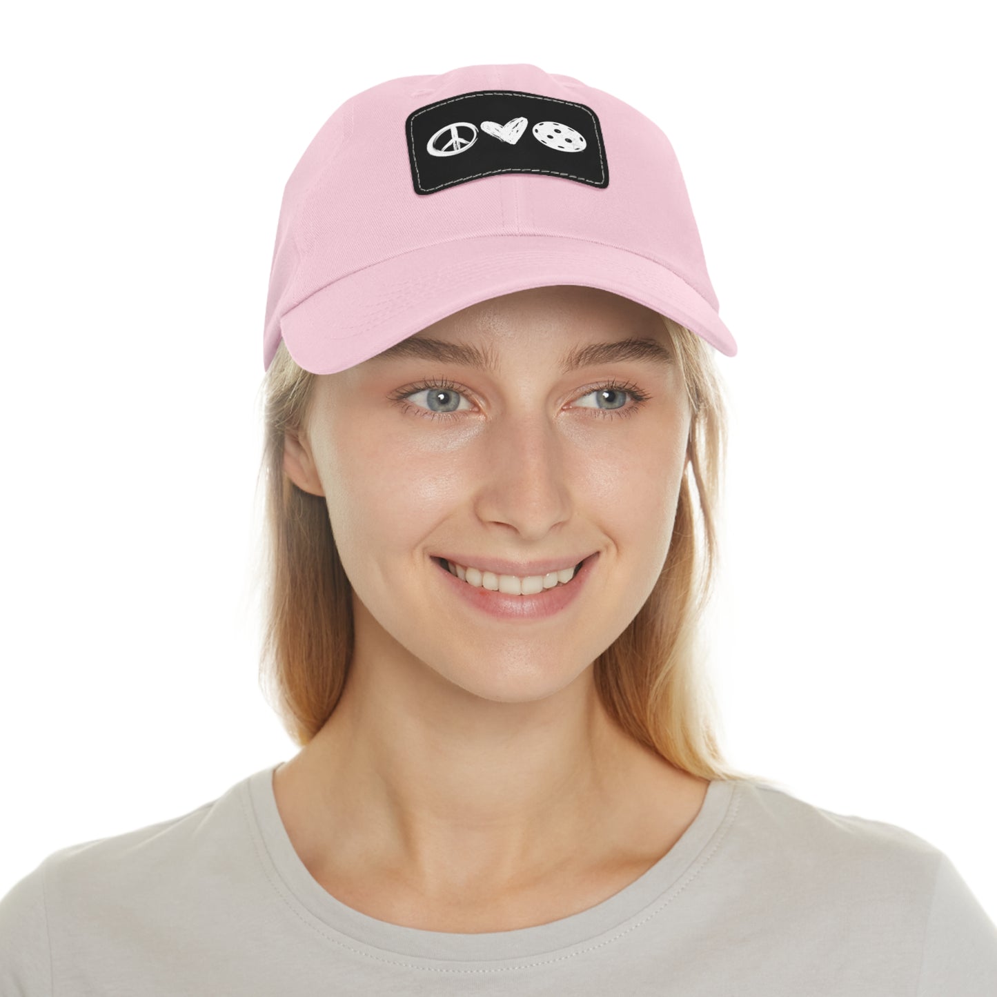 Peace, Love, Pickleball Baseball Cap with Leather Patch
