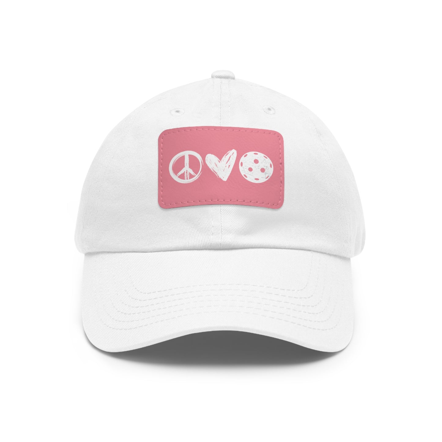 Peace, Love, Pickleball Baseball Cap with Leather Patch