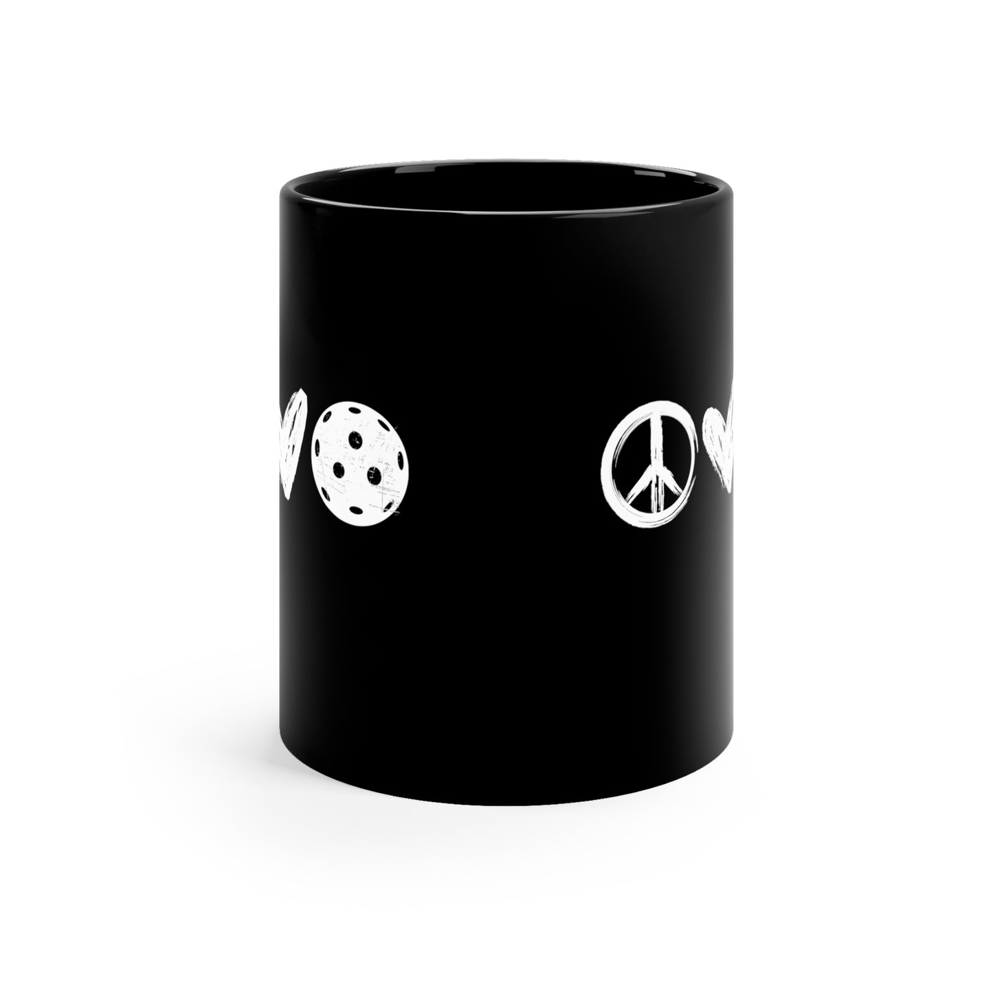 Peace, Love, Pickleball 11 Oz Black Coffee Mug