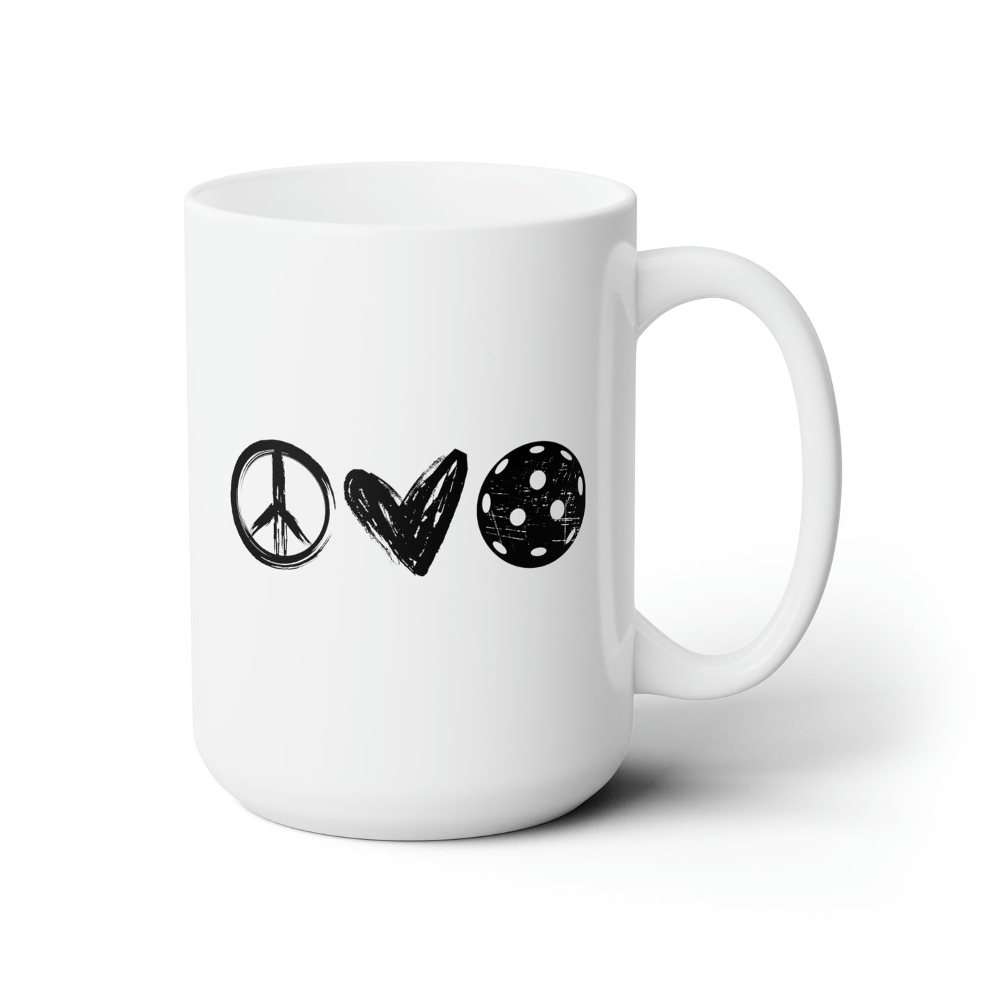 Peace, Love, Pickleball 15 Oz White Coffee Mug