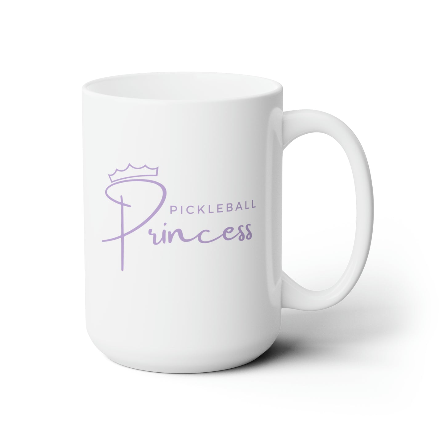 Pickleball Princess Purple Imprint. 15 Oz White Coffee Mug