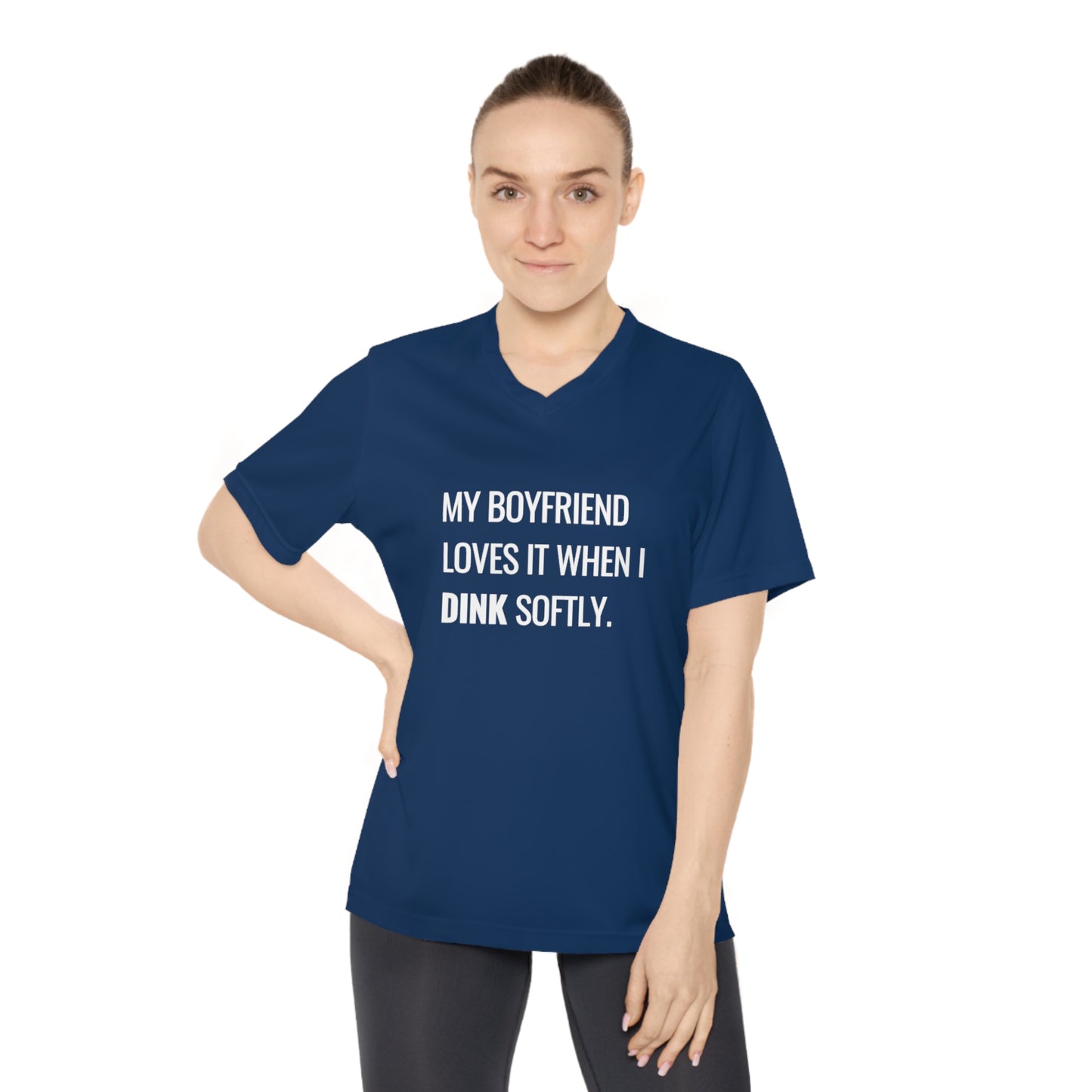 My Boyfriend Loves It When I Dink Softly Women's Performance V-Neck