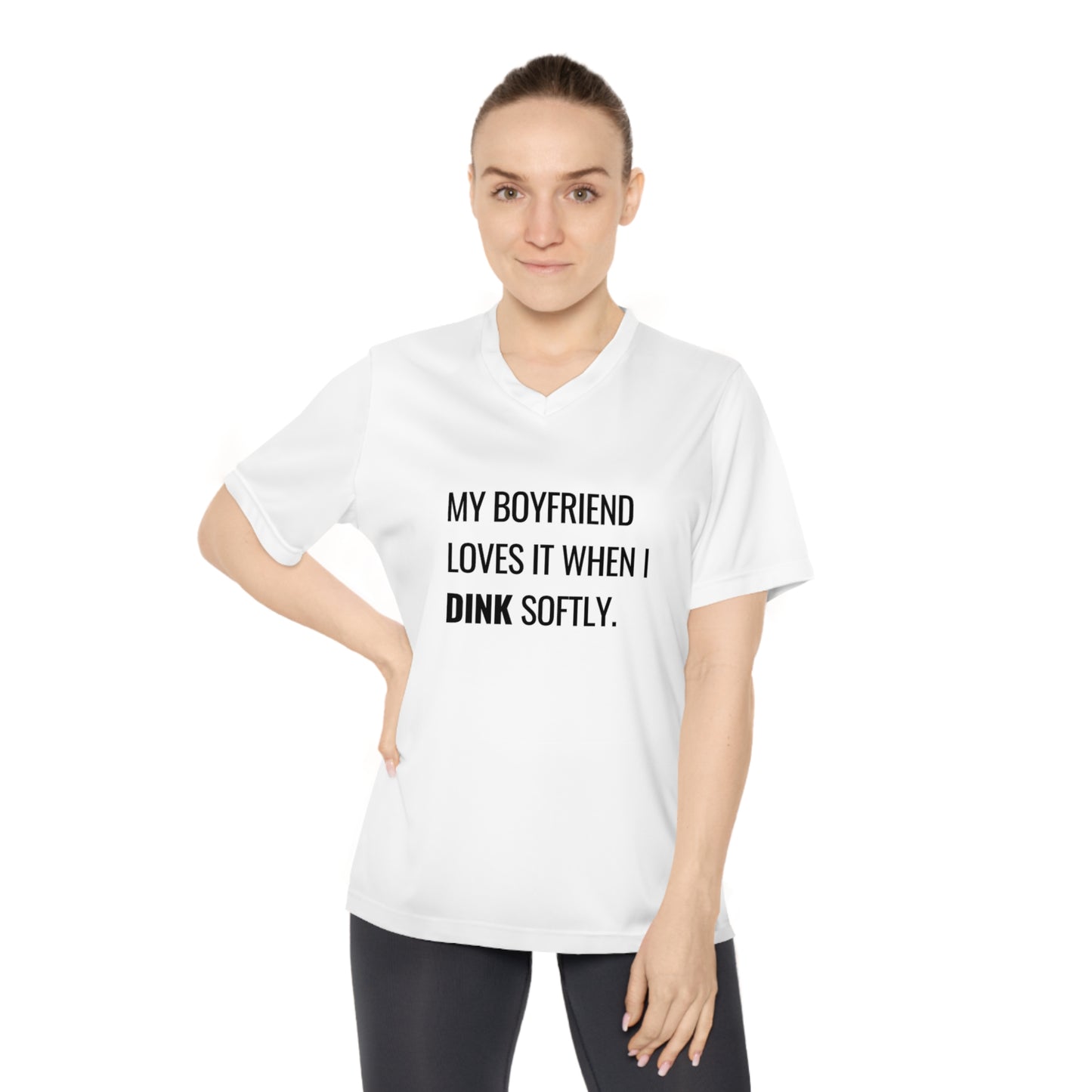 My Boyfriend Loves It When I Dink Softly Women's Performance V-Neck
