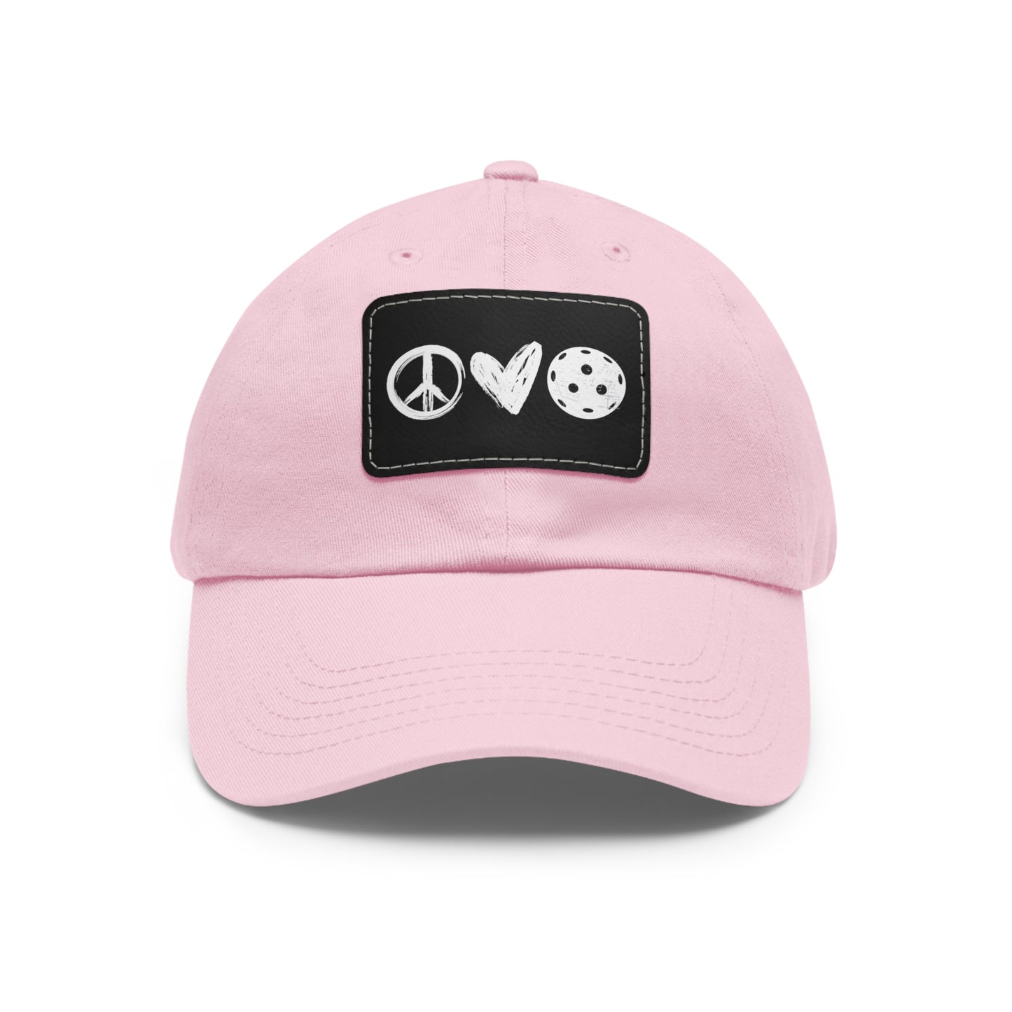 Peace, Love, Pickleball Baseball Cap with Leather Patch