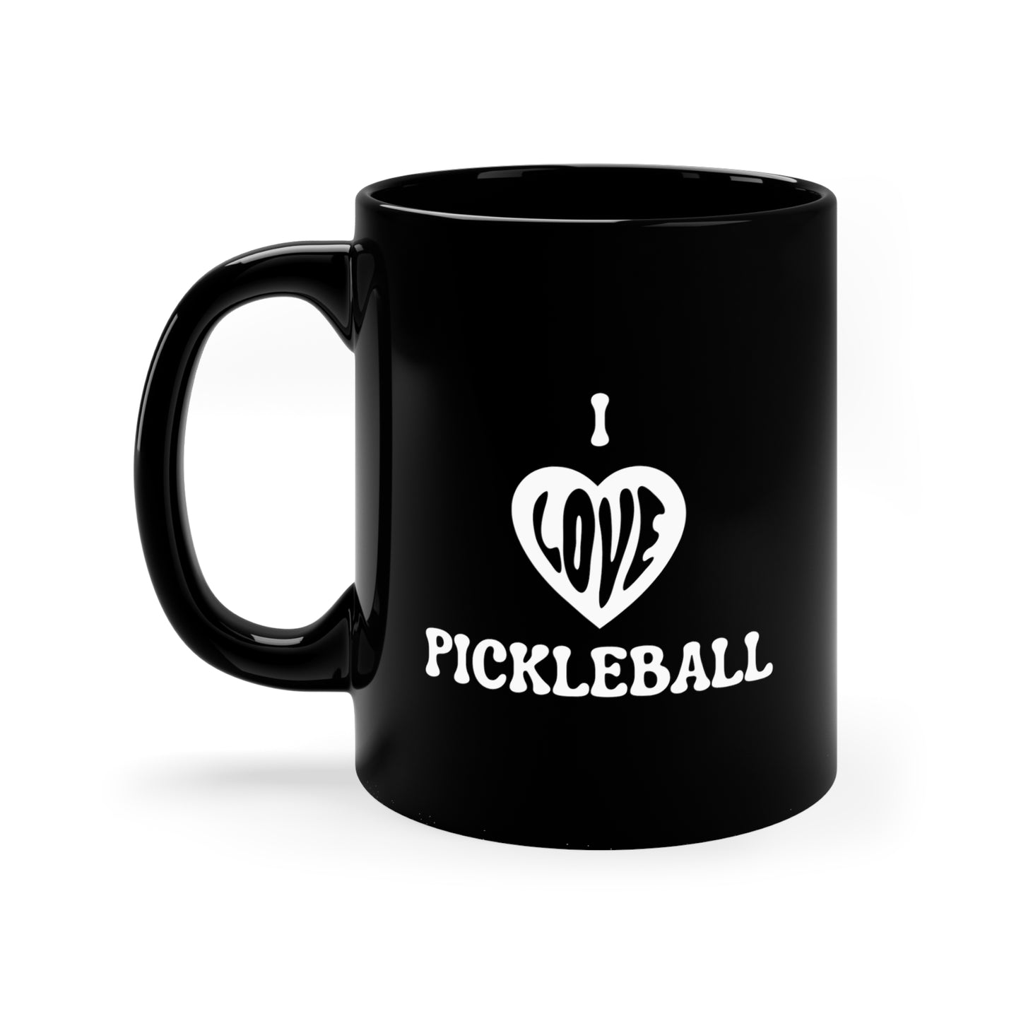 I Love Pickleball 11 Oz Black Coffee Mug