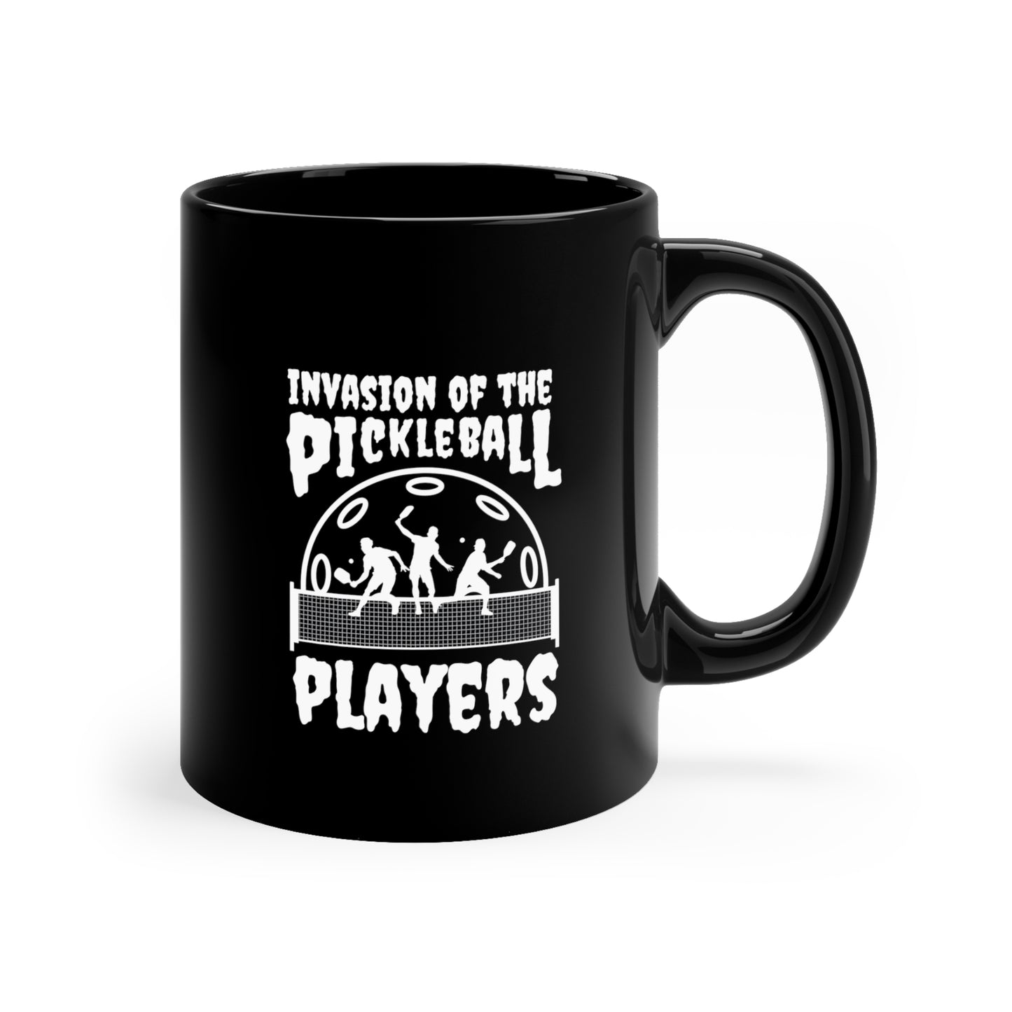 Invasion of the Pickleball Players 11 Oz Black Coffee Mug