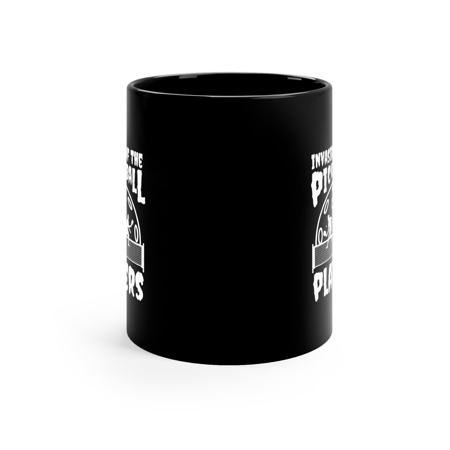 Invasion of the Pickleball Players 11 Oz Black Coffee Mug