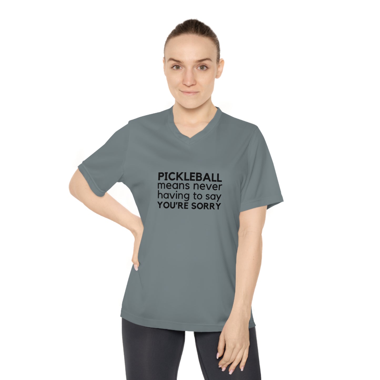 Pickleball Means Never Having To Say You're Sorry Women's Performance V-Neck