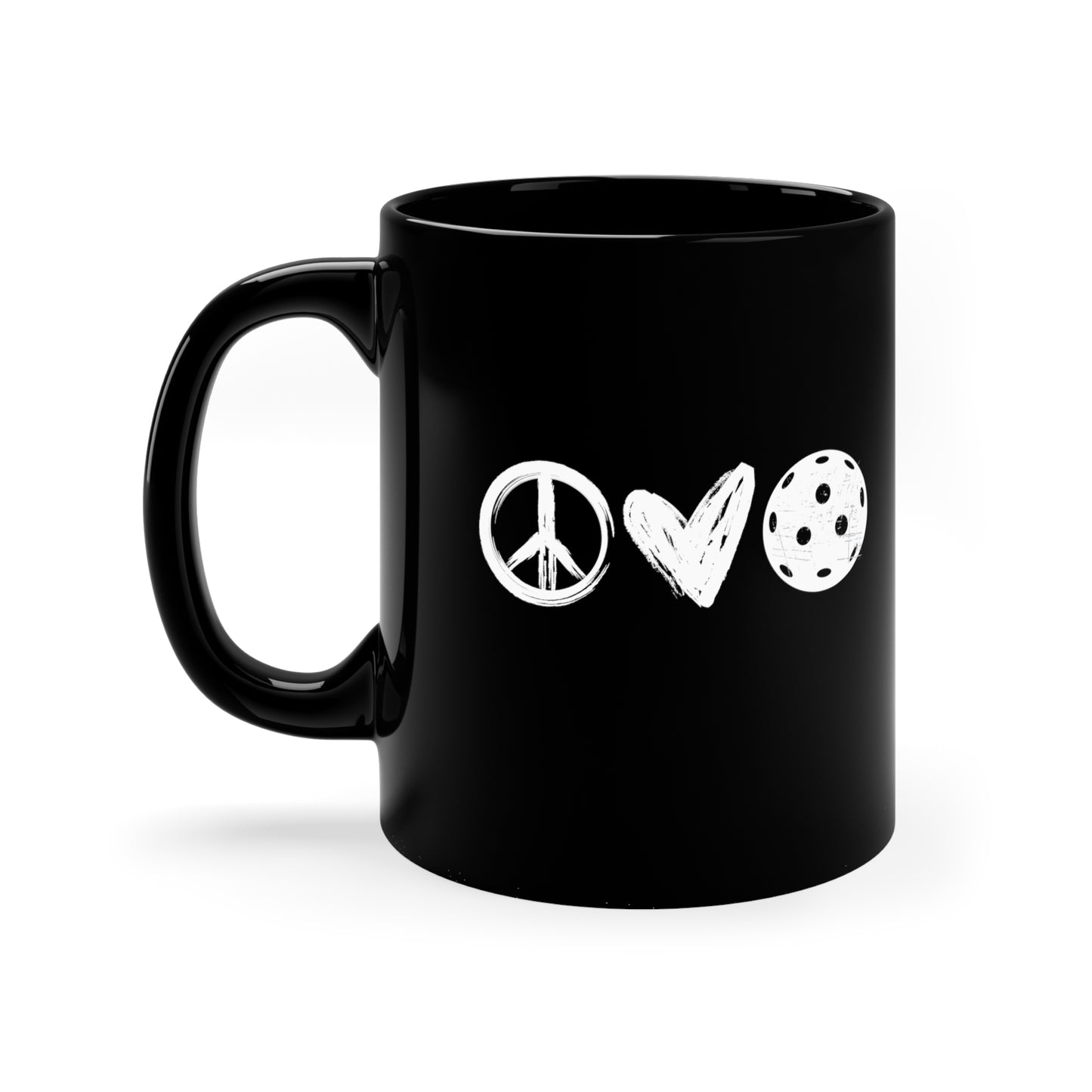 Peace, Love, Pickleball 11 Oz Black Coffee Mug