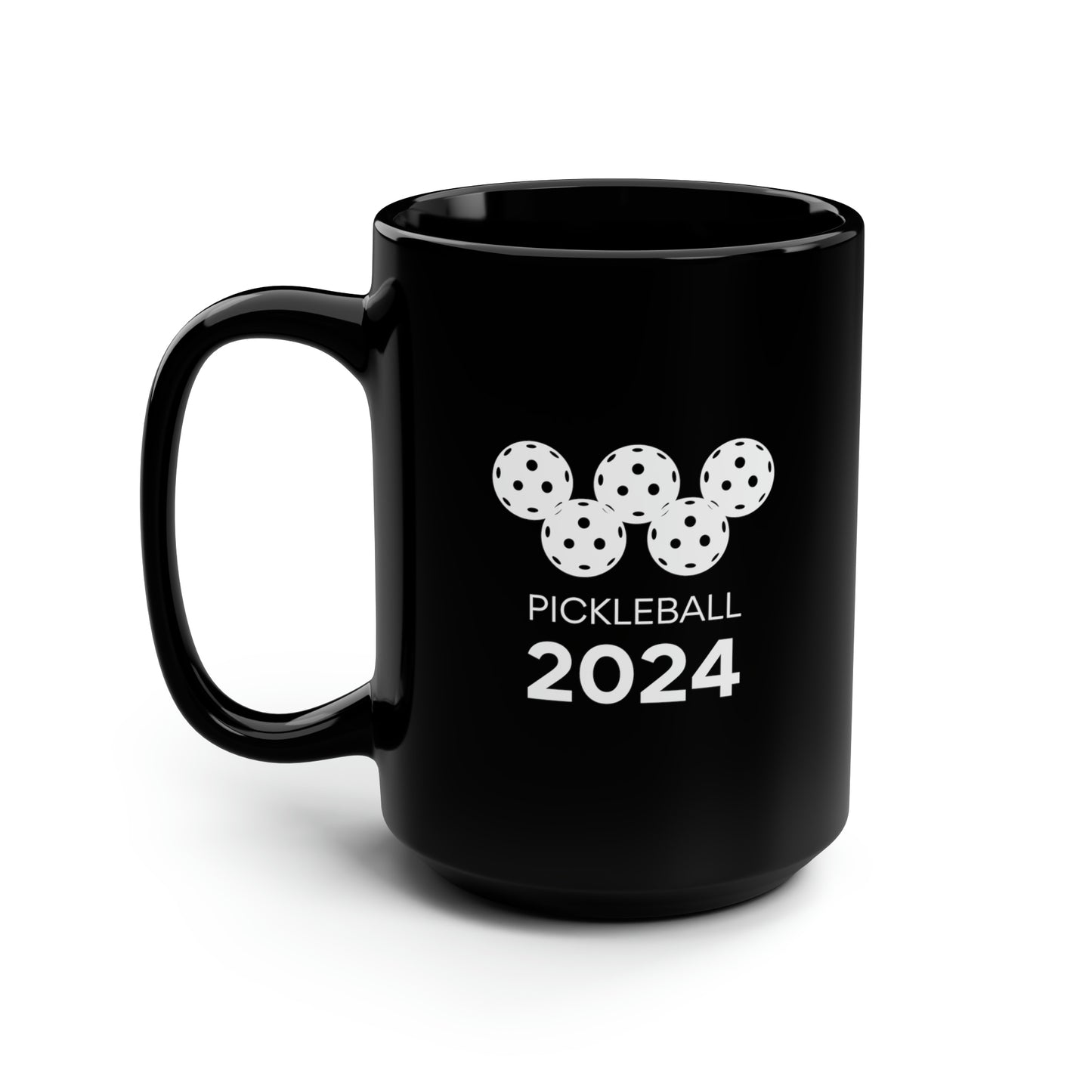 Pickleball 2024 15 Oz Black Coffee Mug