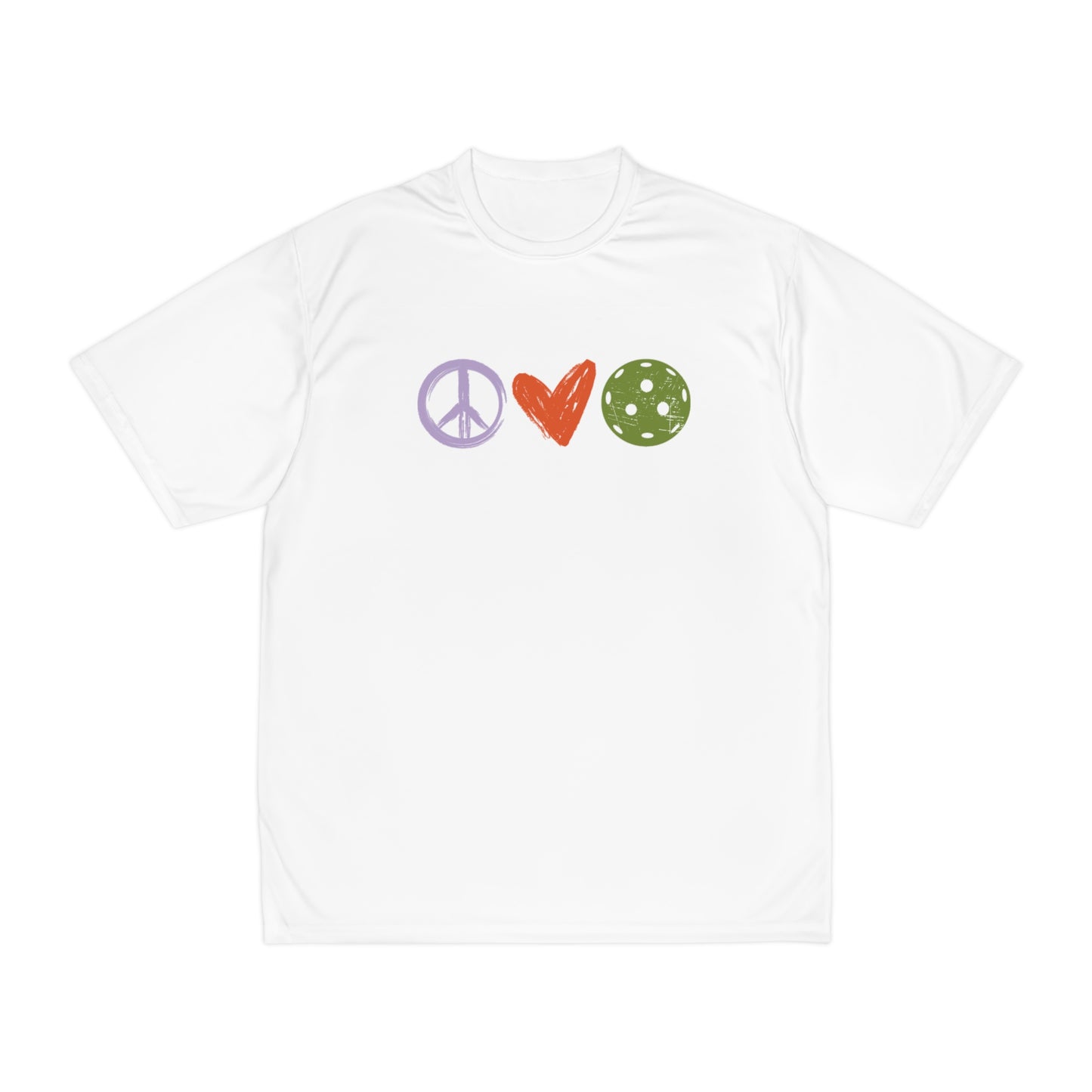 Peace, Love, Pickleball. Color Imprint. Performance