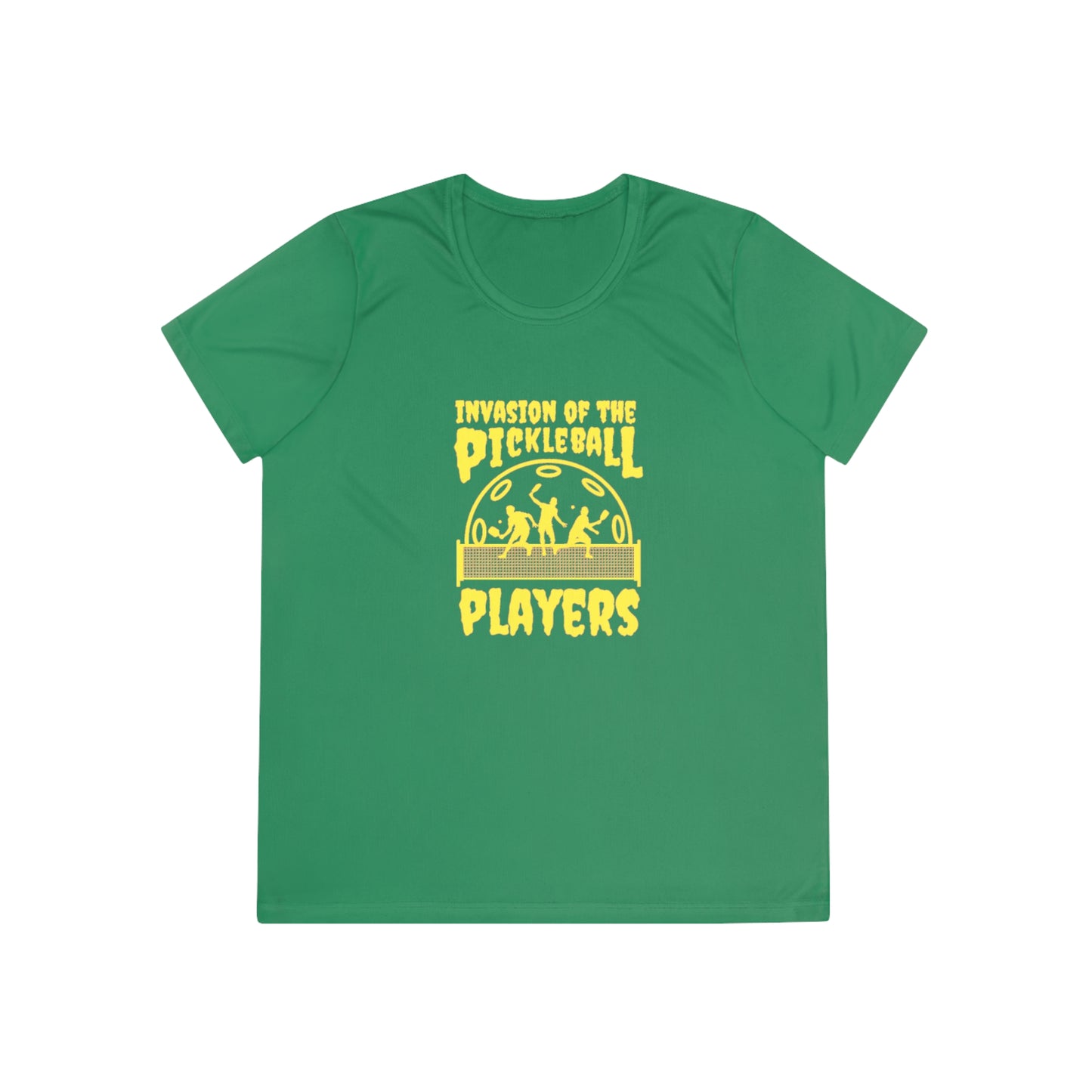 Invasion Of The Pickleball Players.  Yellow Imprint. Women's Moisture Wicking