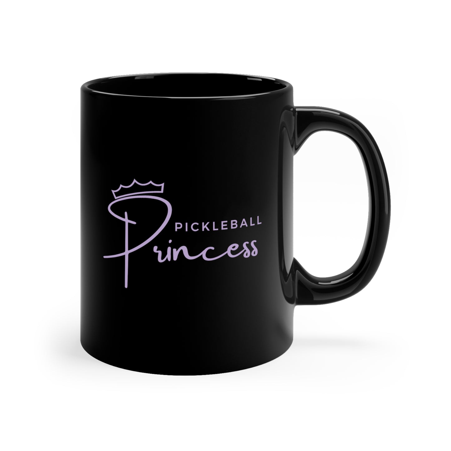 Pickleball Princess Purple Imprint. 11 Oz Black Coffee Mug