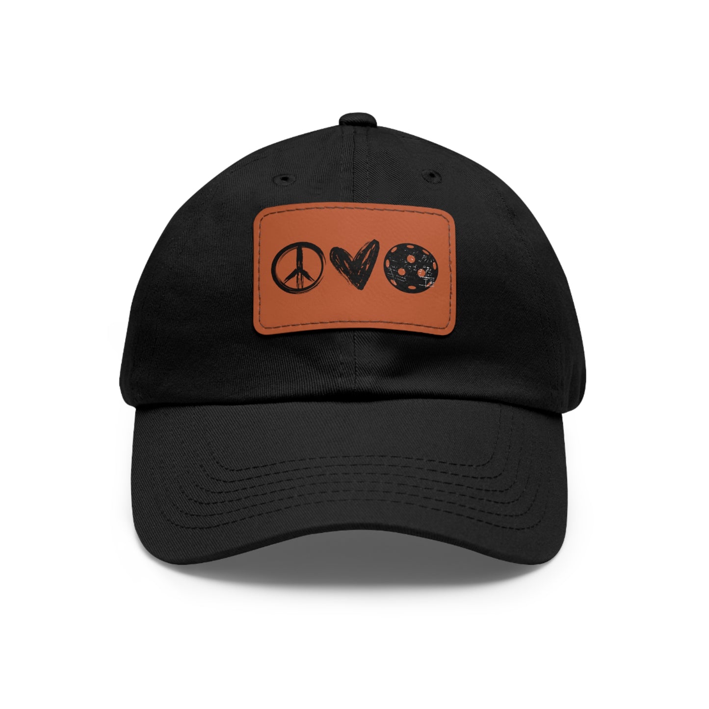 Peace, Love, Pickleball Baseball Cap with Leather Patch