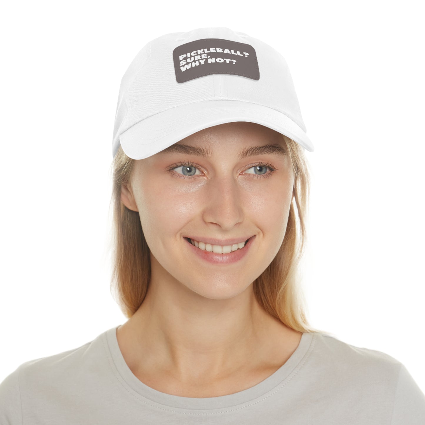 Pickleball? Sure, Why Not? Baseball Cap with Leather Patch