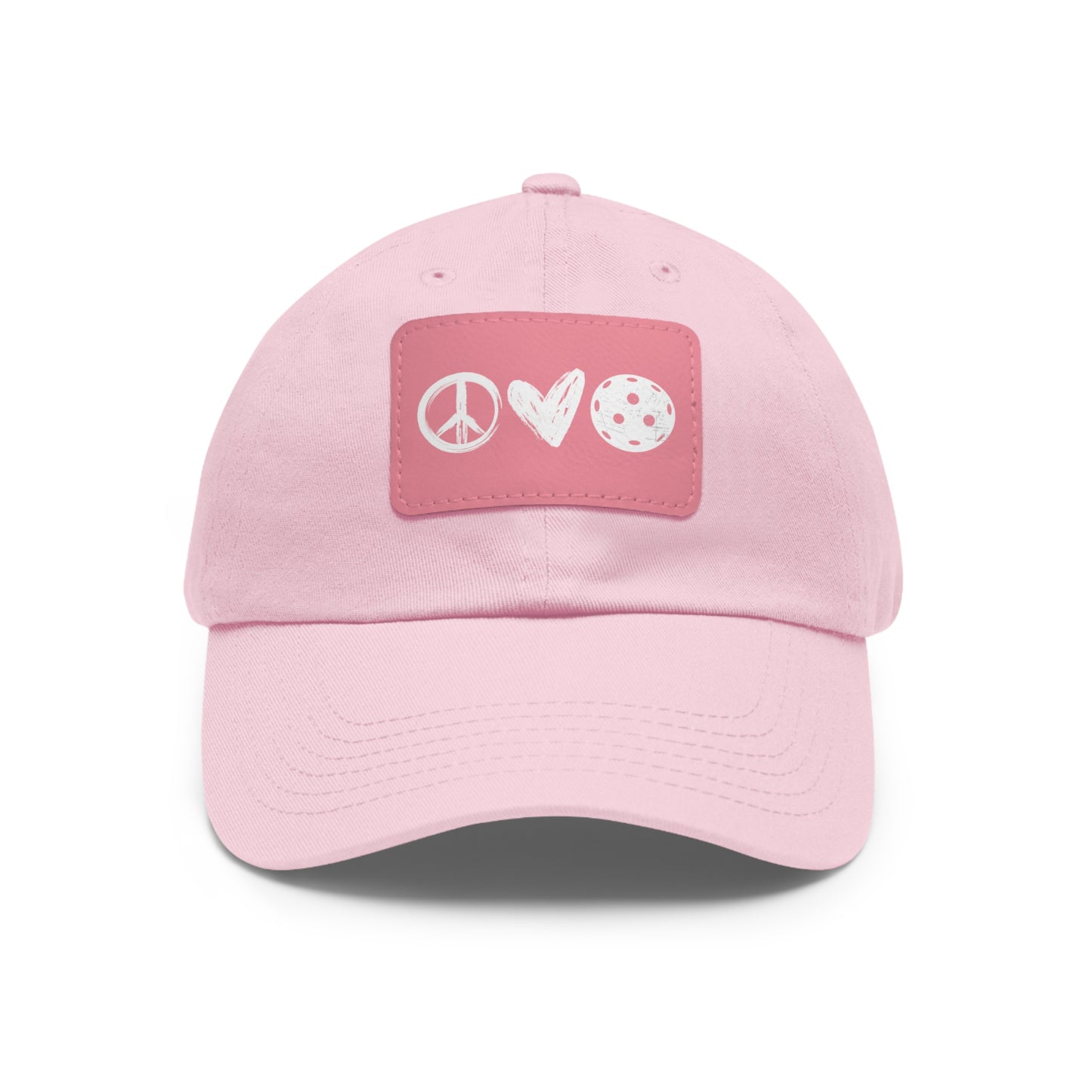 Peace, Love, Pickleball Baseball Cap with Leather Patch