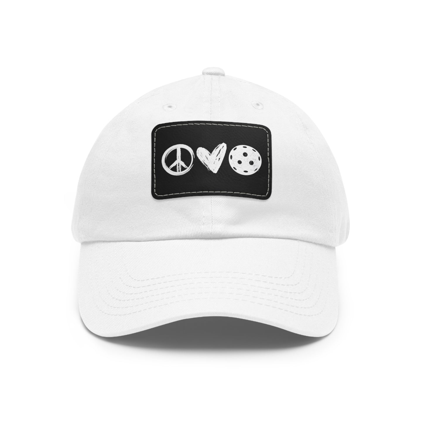 Peace, Love, Pickleball Baseball Cap with Leather Patch