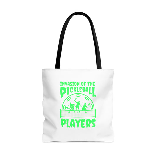 Invasion Of The Pickleball Players. Green Imprint. Tote Bag