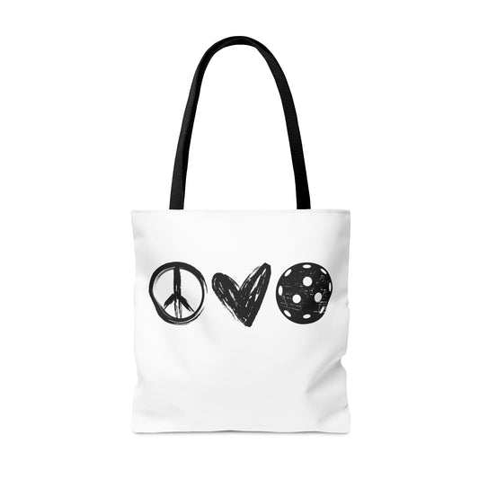 Peace, Love, Pickleball Tote Bag