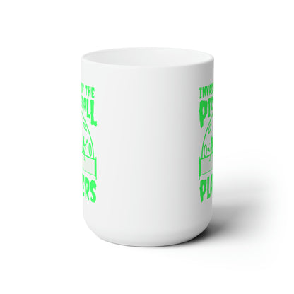 Invasion Of The Pickleball Players.  Green Imprint. 15 Oz White Coffee Mug