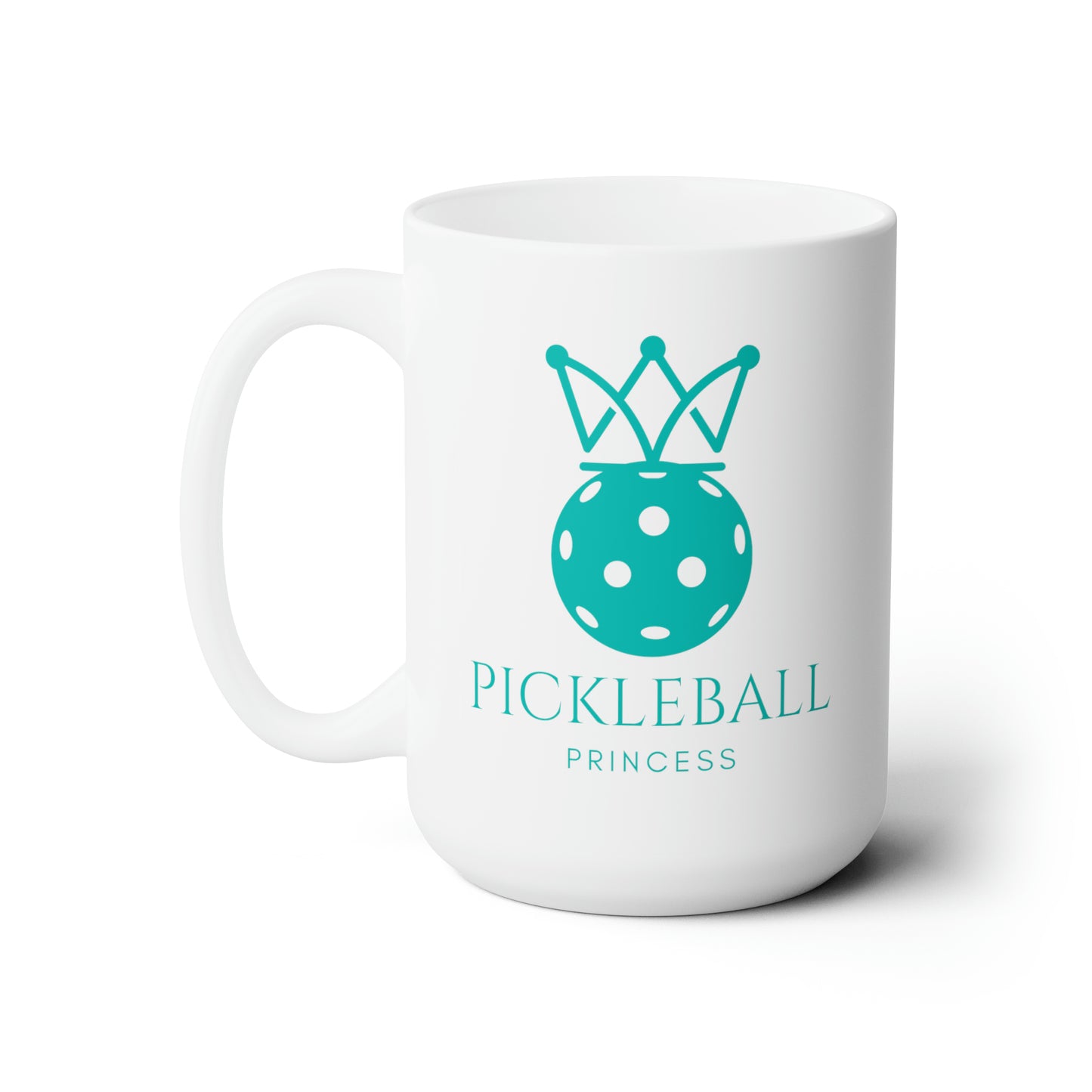 Pickleball Princess Tiffany Blue Imprint. 15 Oz White Coffee Mug