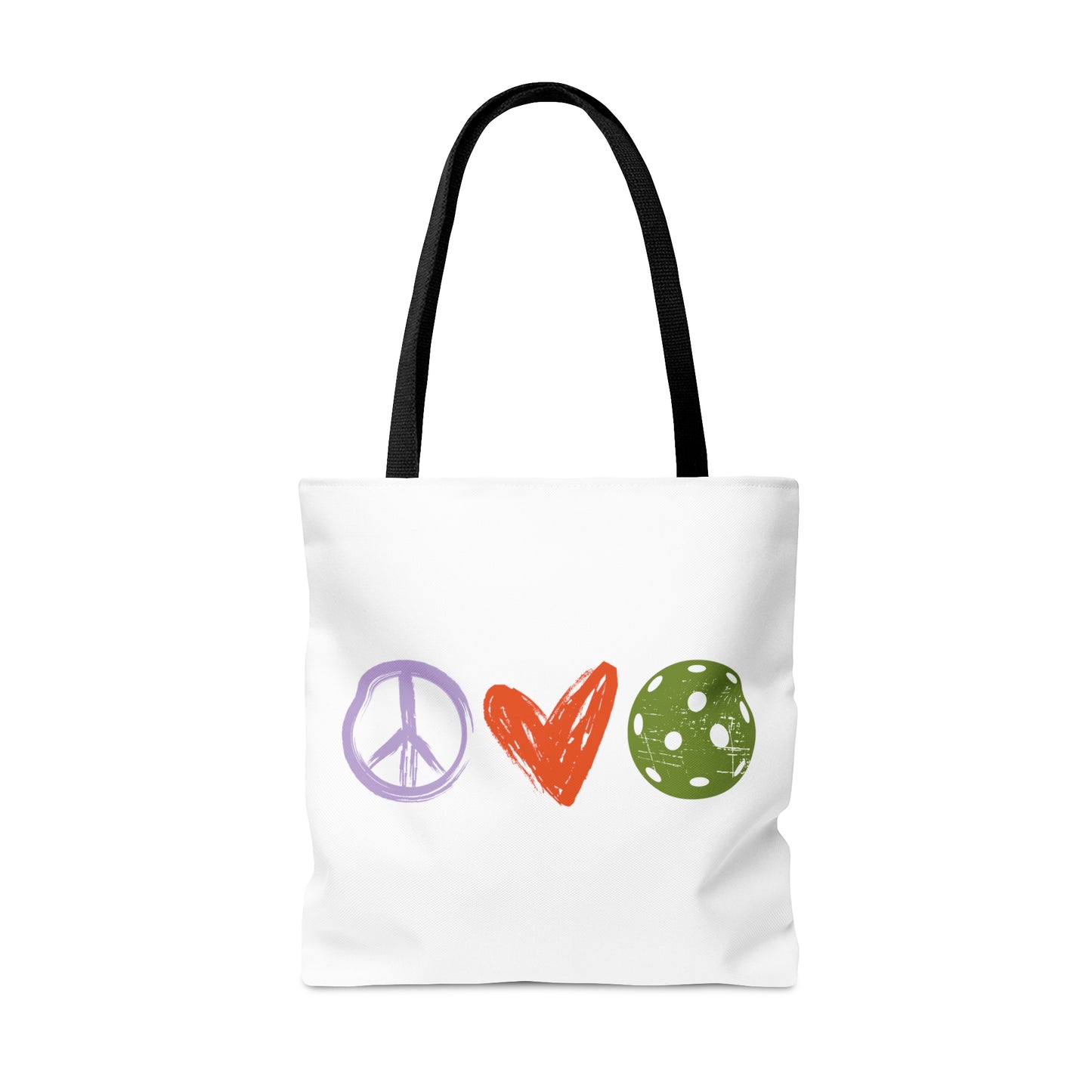 Peace, Love, Pickleball. Color Imprint. Tote Bag