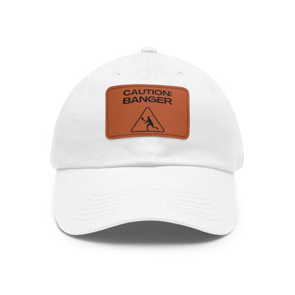 Caution: Banger Baseball Cap with Leather Patch