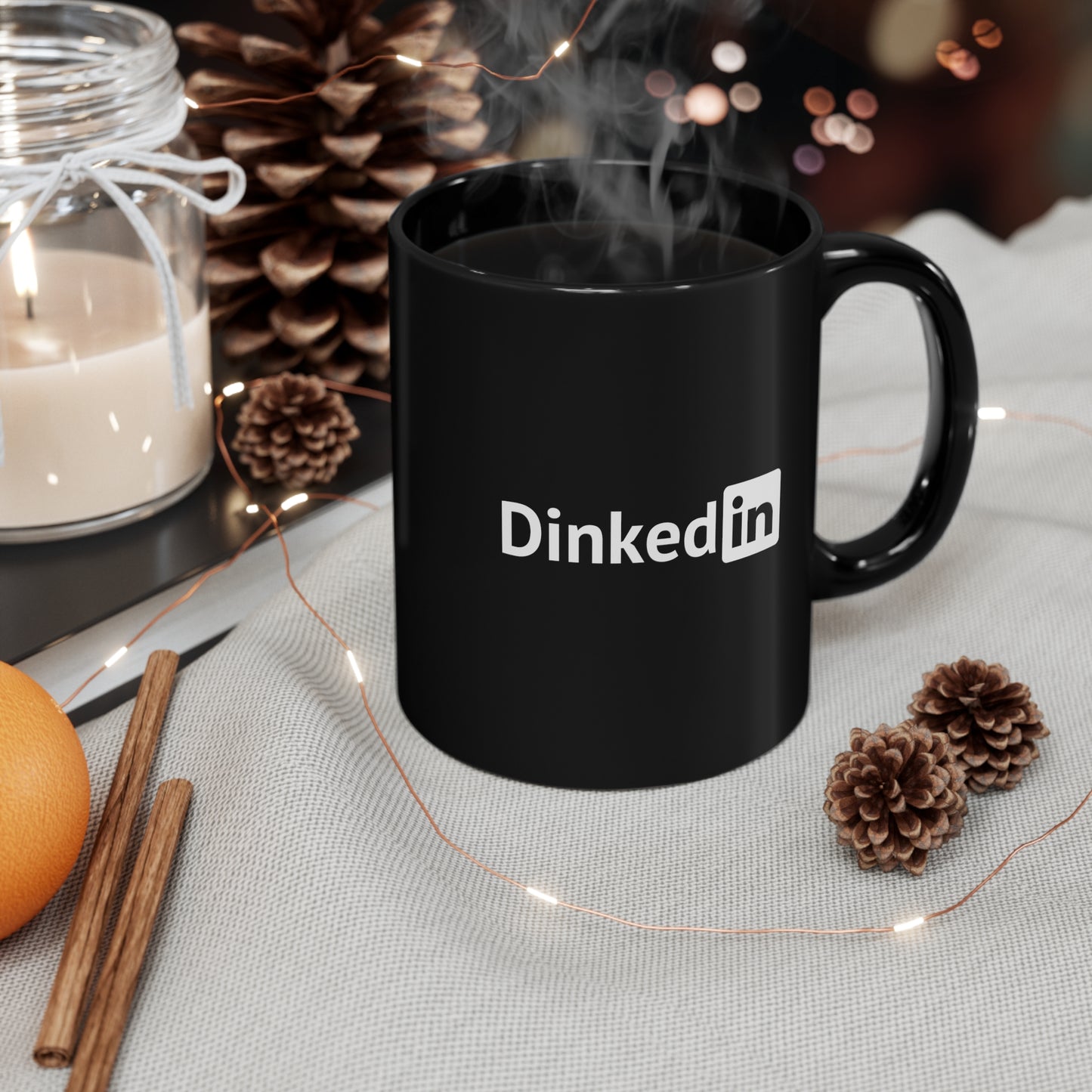 Dinkedin 11 Oz Black Coffee Mug