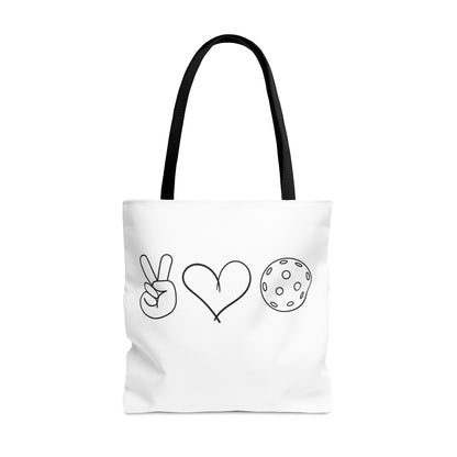 Peace, Love, Pickleball Tote Bag