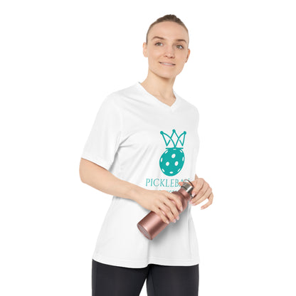 Pickleball Princess Tiffany Blue Imprint. Women's Performance V-Neck