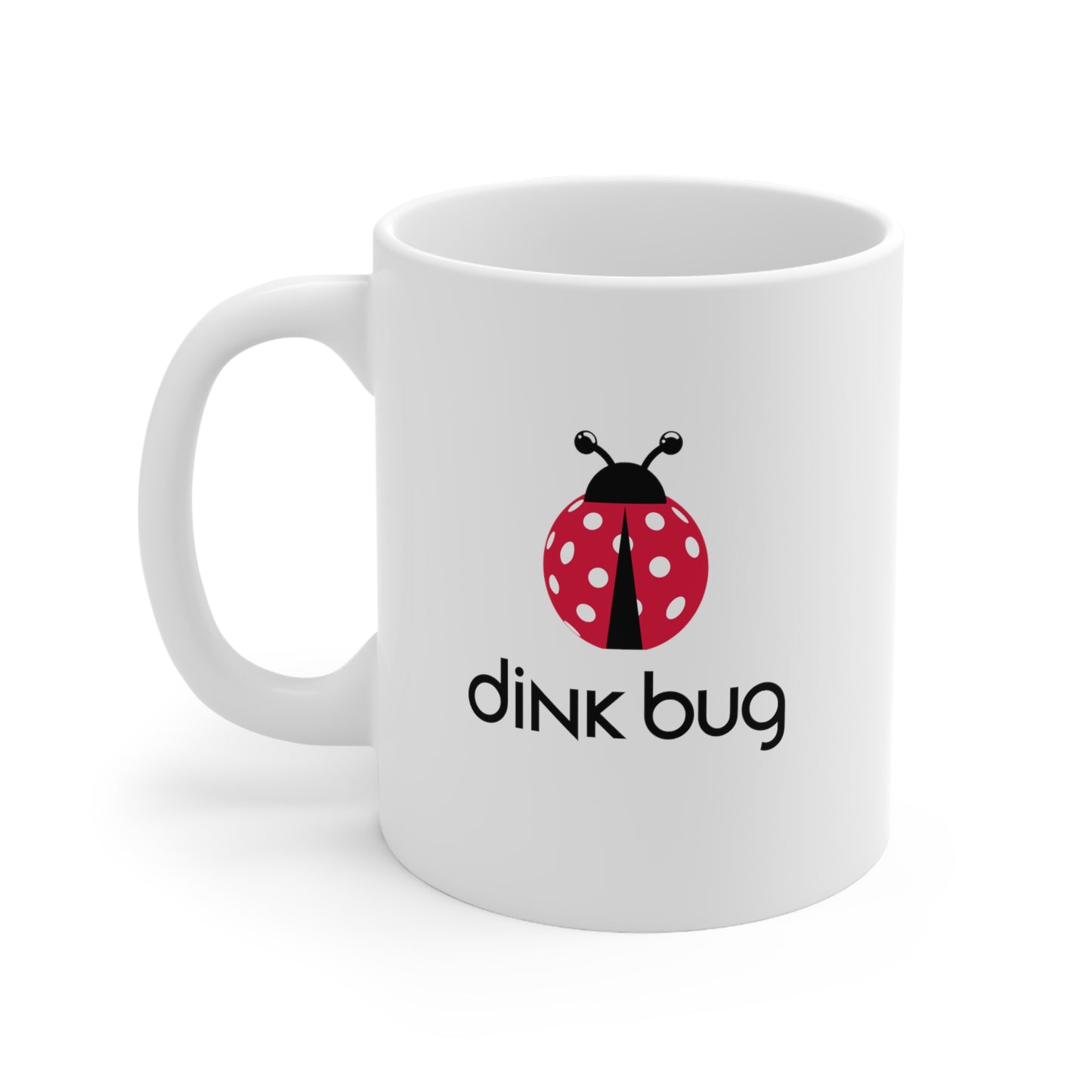 dink bug. Color Imprint. 11 Oz White Coffee Mug