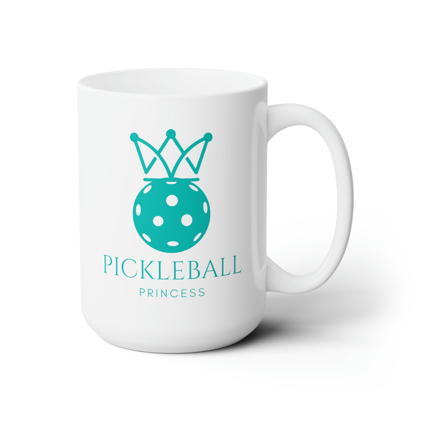 Pickleball Princess Tiffany Blue Imprint. 15 Oz White Coffee Mug