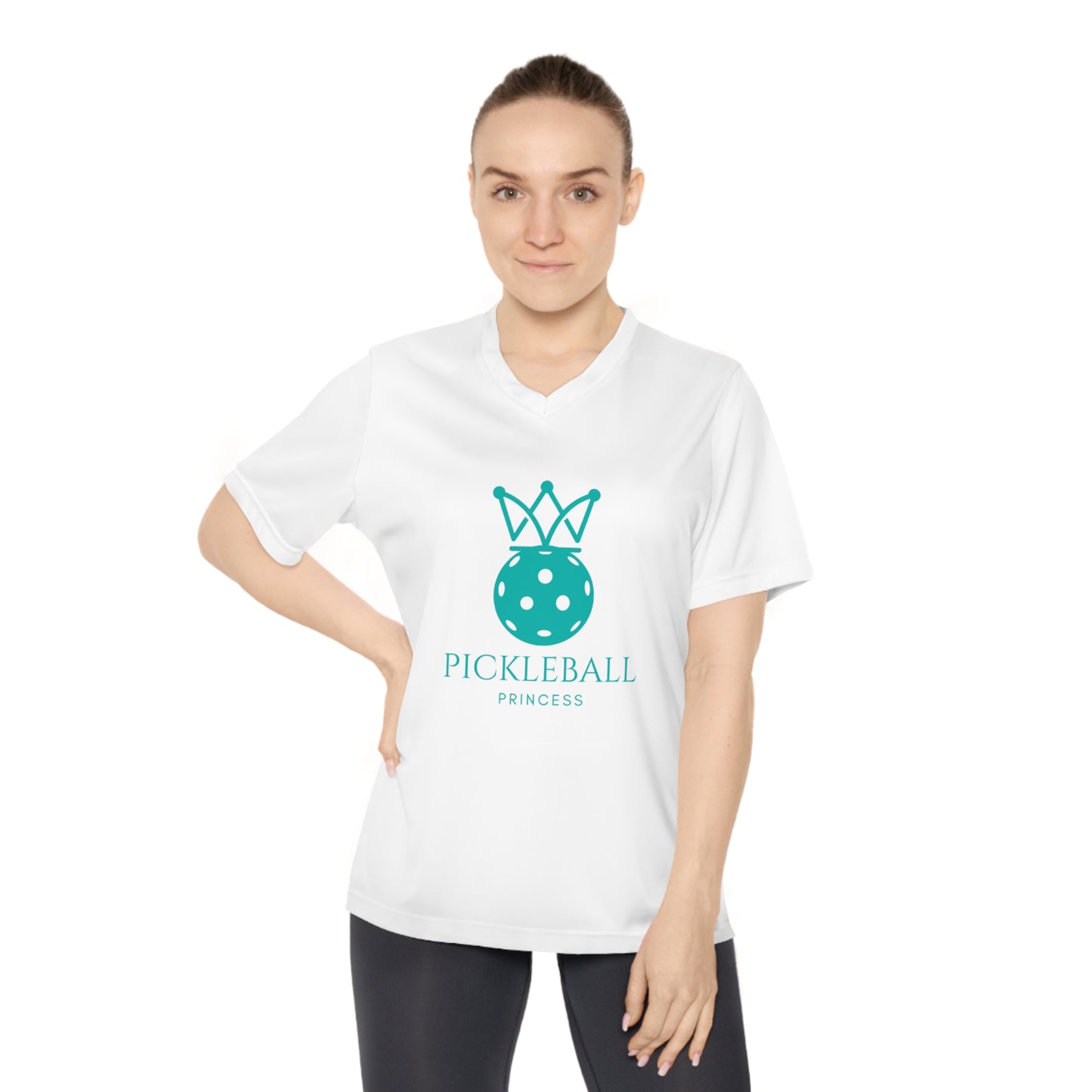 Pickleball Princess Tiffany Blue Imprint. Women's Performance V-Neck