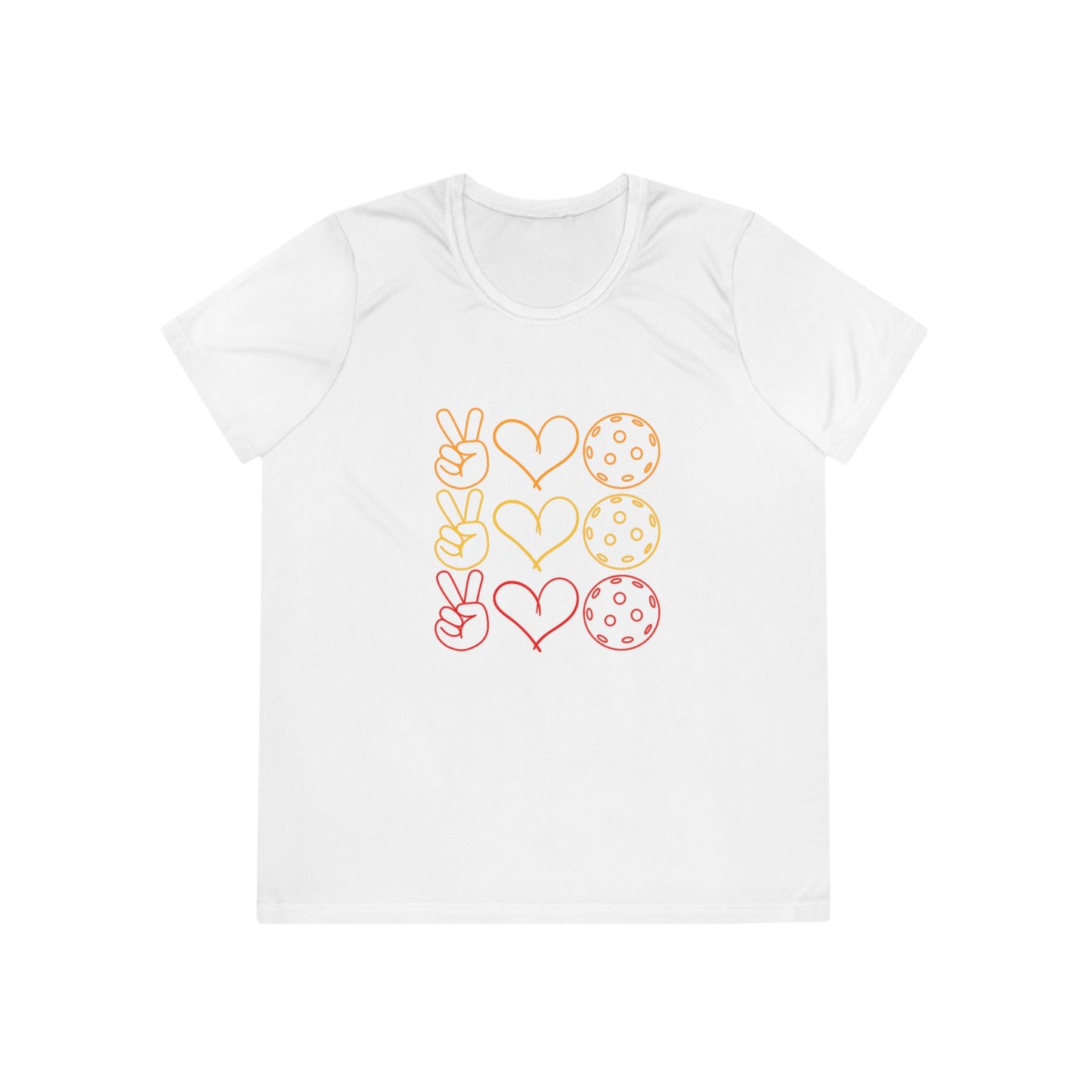 Peace, Love, Pickleball. 3 Color Imprint. Women's Moisture Wicking