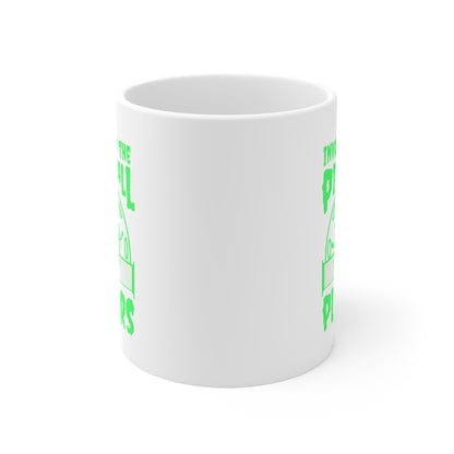 Invasion Of The Pickleball Players.  Green Imprint. 11 Oz White Coffee Mug