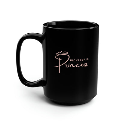 Pickleball Princess Pink Imprint. 15 Oz Black Coffee Mug