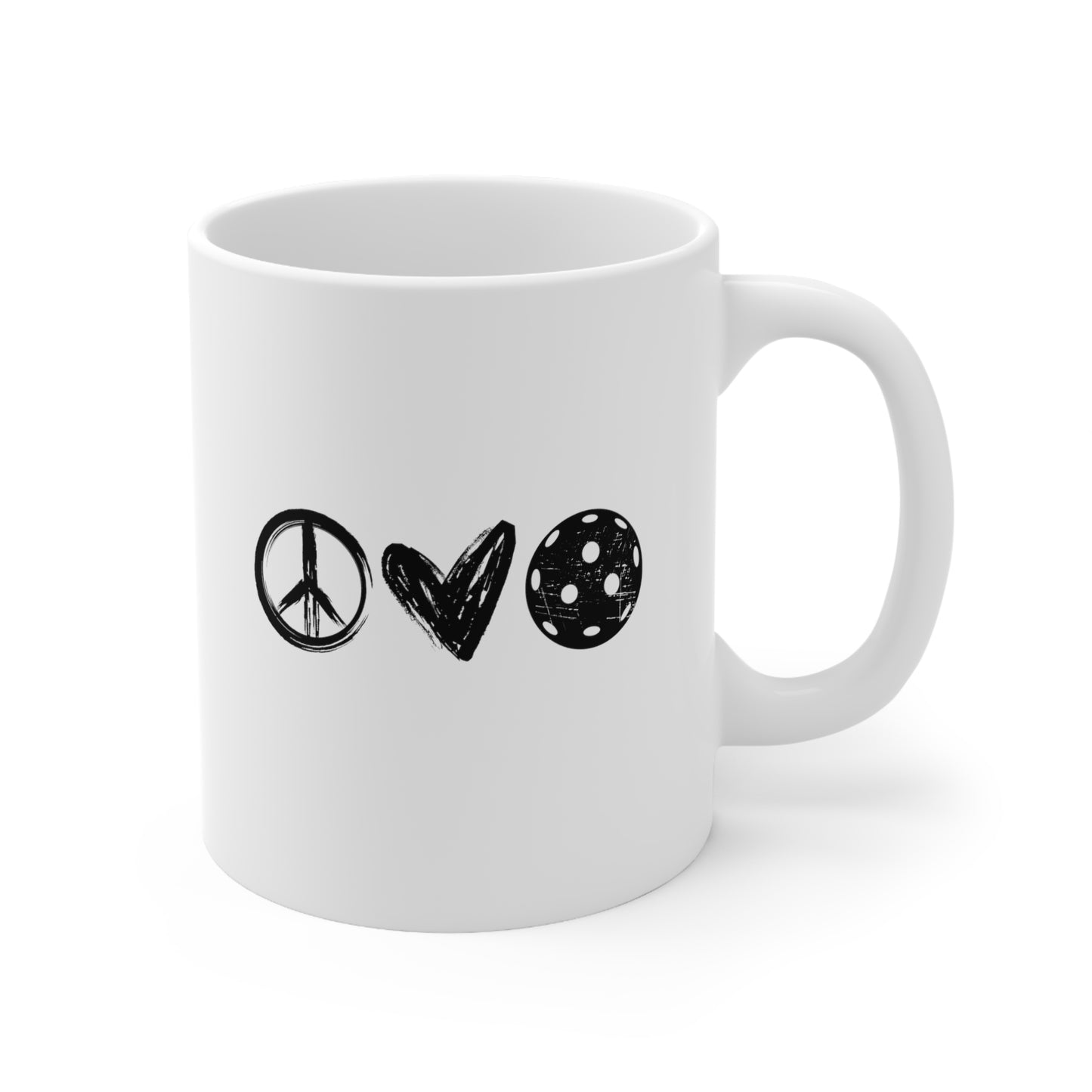 Peace, Love, Pickleball 11 Oz White Coffee Mug