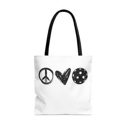 Peace, Love, Pickleball Tote Bag
