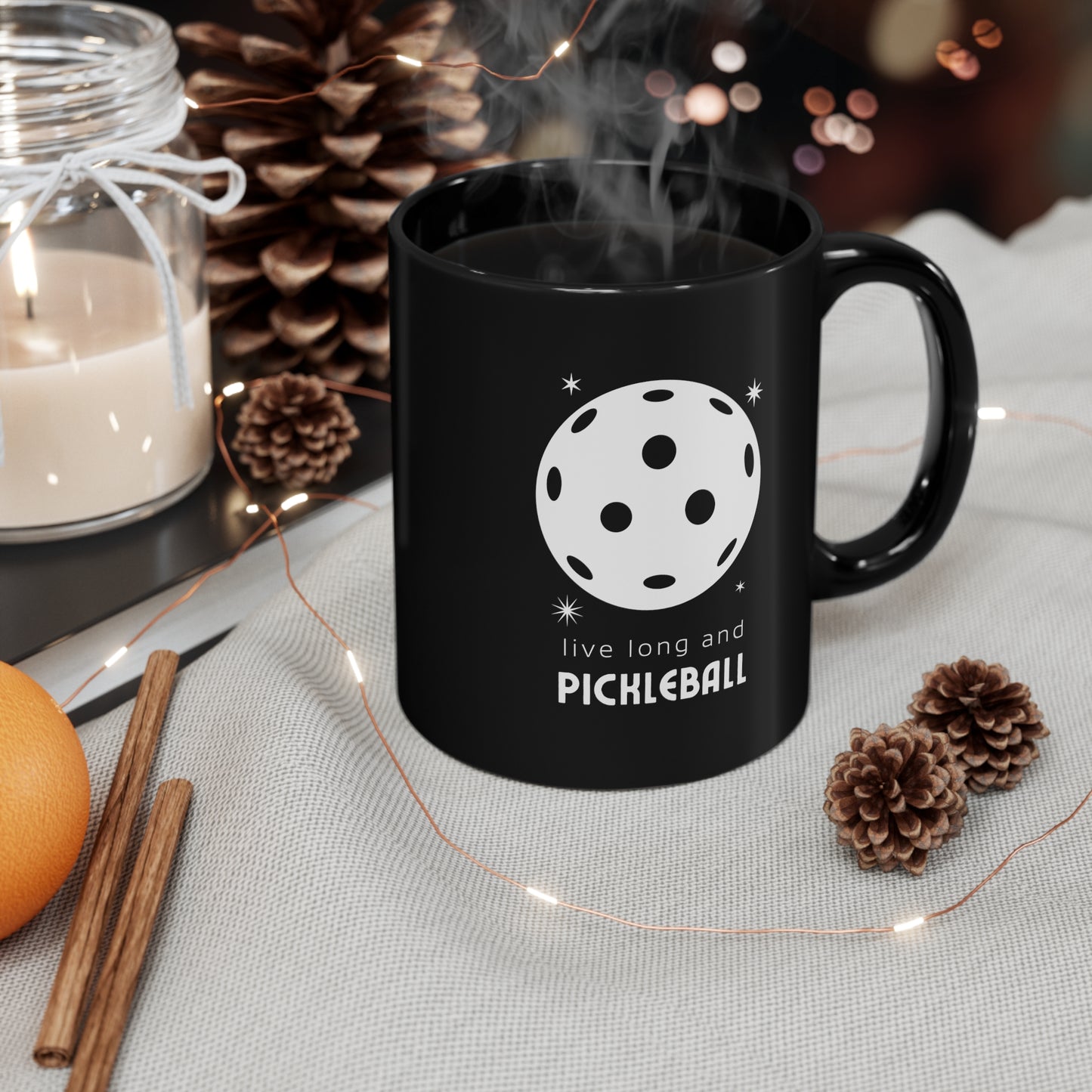 Live Long And Pickleball 11 Oz Black Coffee Mug