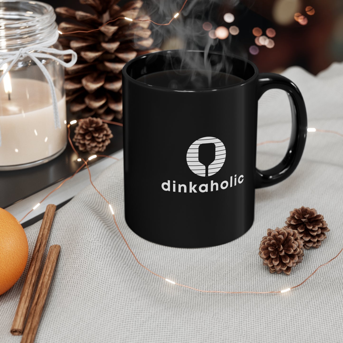 dinkaholic 11 Oz Black Coffee Mug