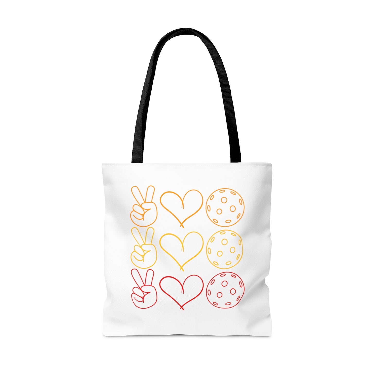 Peace, Love, Pickleball. 3 Color Imprint. Tote Bag