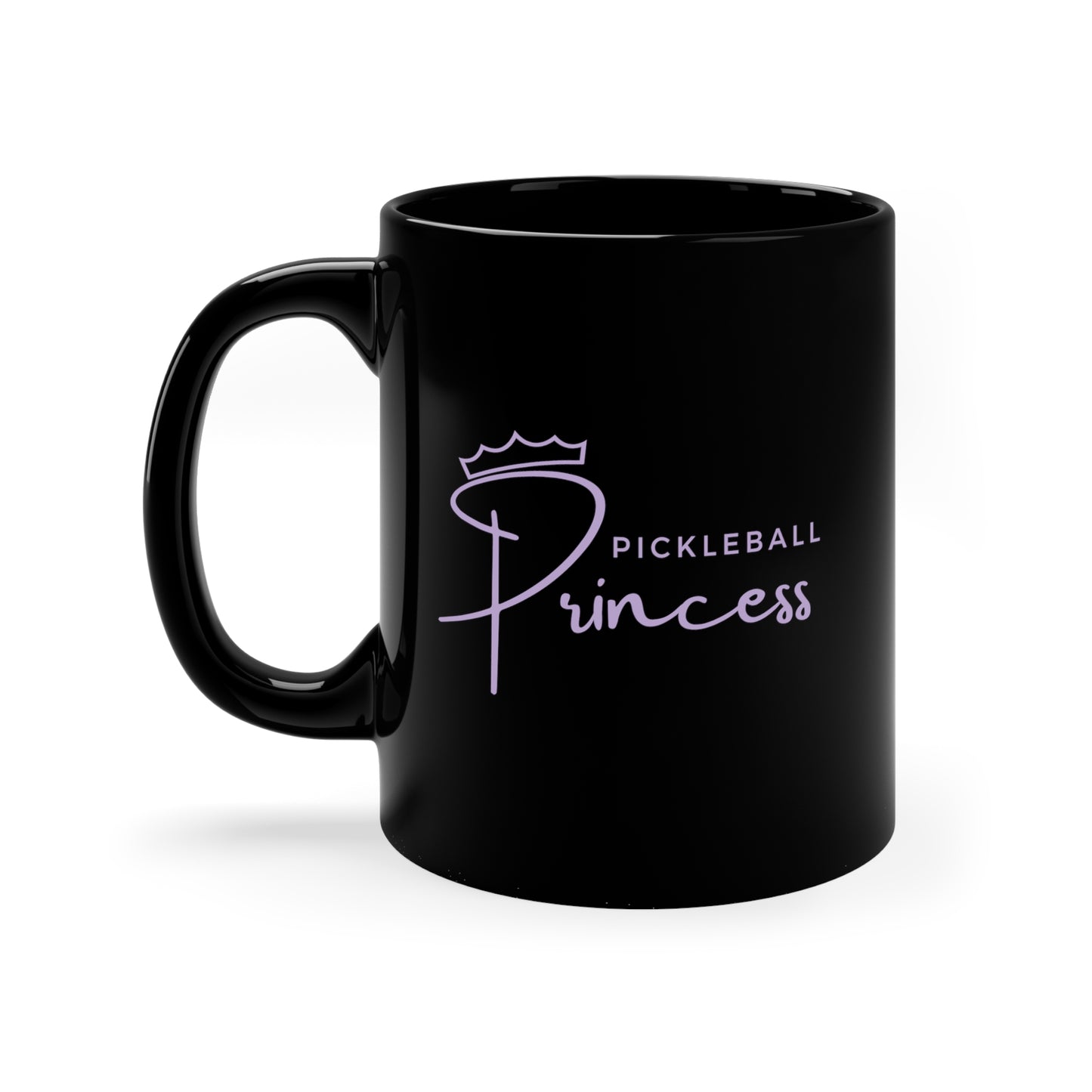 Pickleball Princess Purple Imprint. 11 Oz Black Coffee Mug