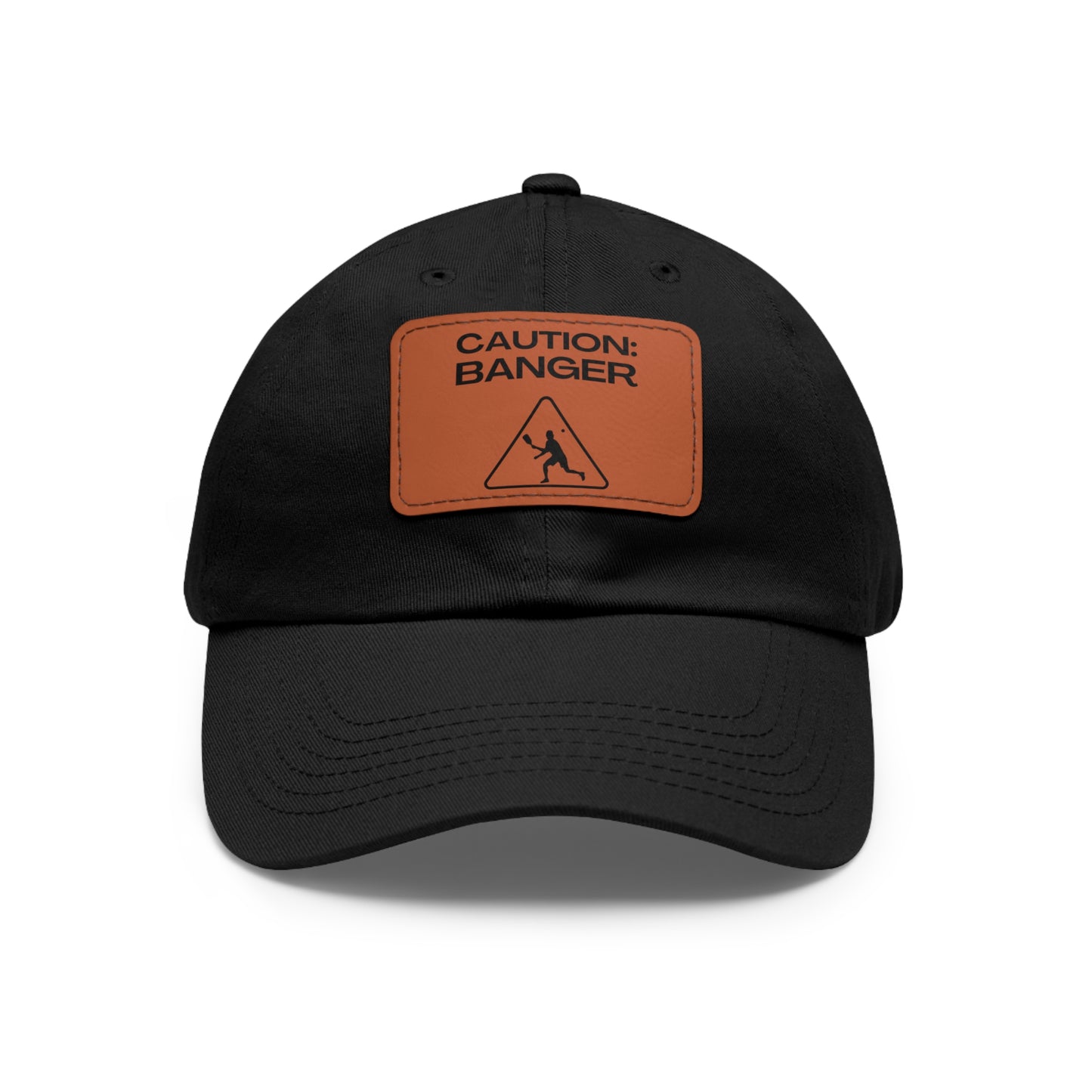 Caution: Banger Baseball Cap with Leather Patch