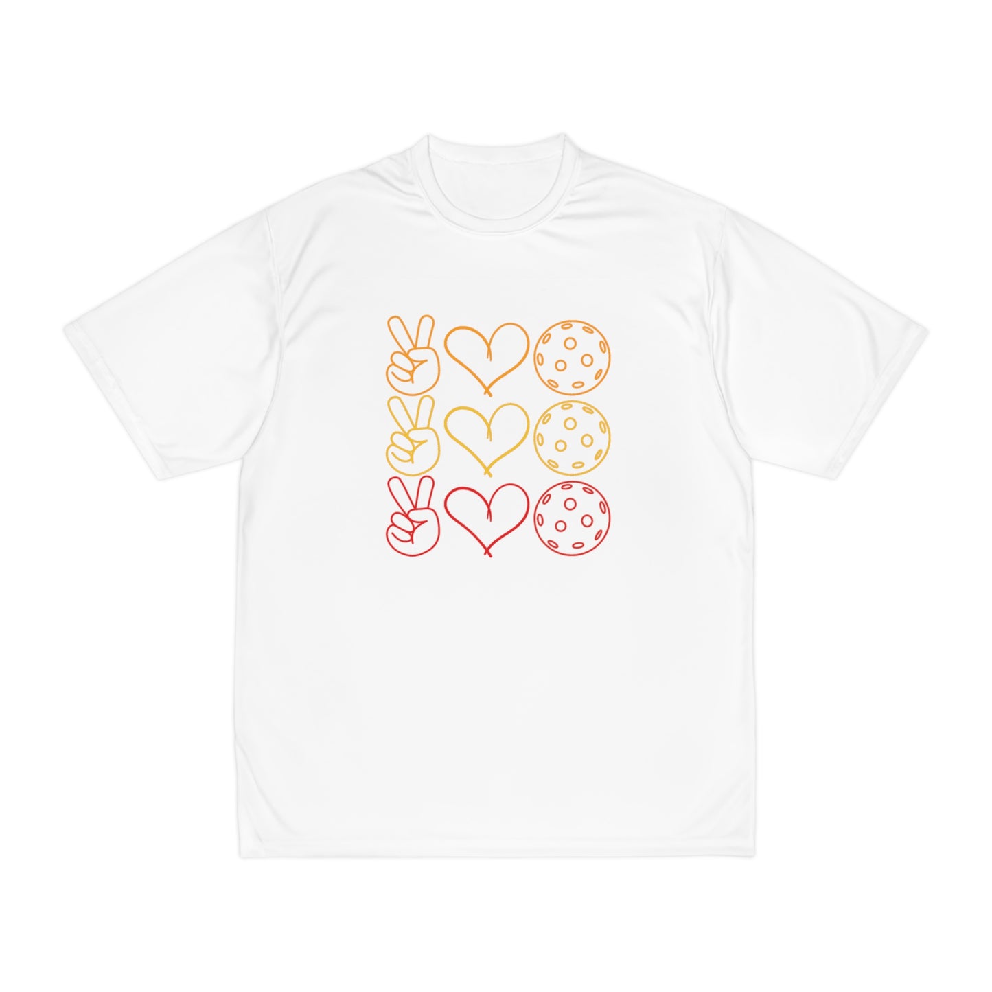 Peace, Love, Pickleball. 3 Color Imprint. Performance